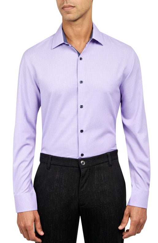 Slim Fit Houndstooth Dress Shirt Purple