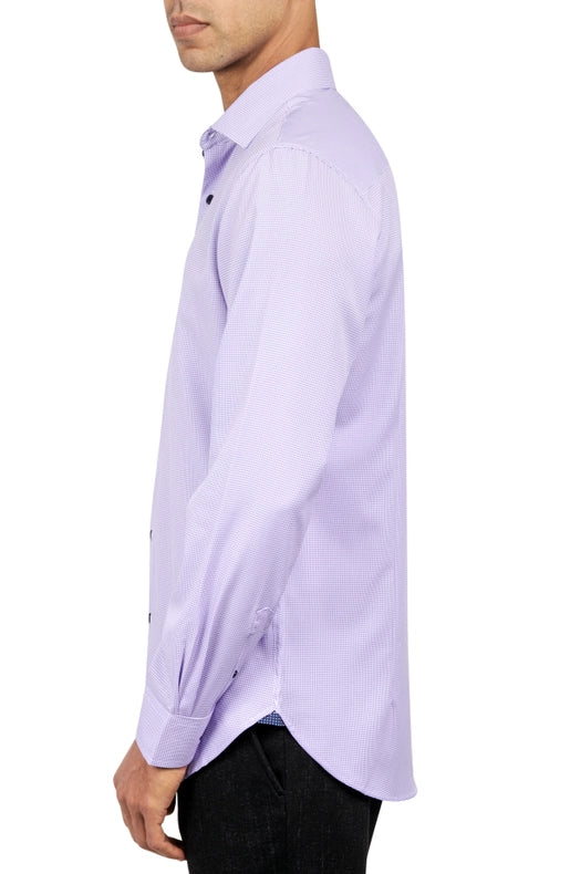 Slim Fit Houndstooth Dress Shirt Purple-Shirt-W.R.K-15-Purple-Urbanheer
