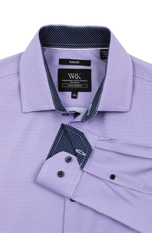 Slim Fit Houndstooth Dress Shirt Purple-Shirt-W.R.K-15-Purple-Urbanheer