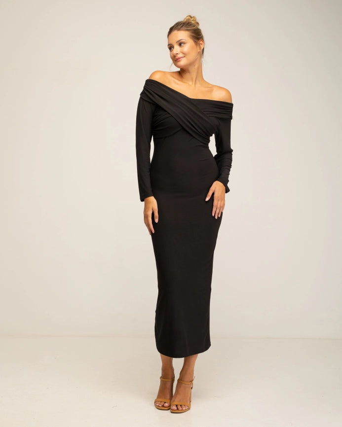 Slim fit Long Sleeve Dress Black-Dress-Tantra-S-Urbanheer