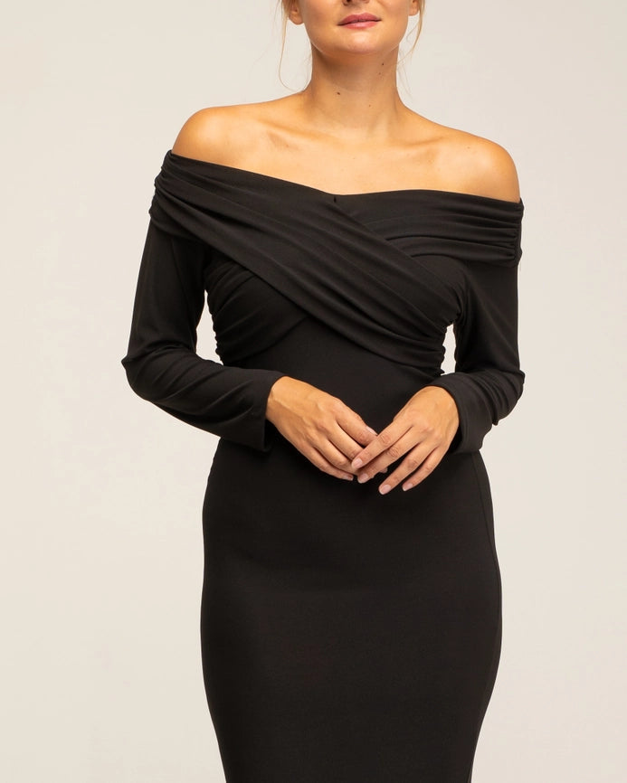 Slim fit Long Sleeve Dress Black-Dress-Tantra-S-Urbanheer