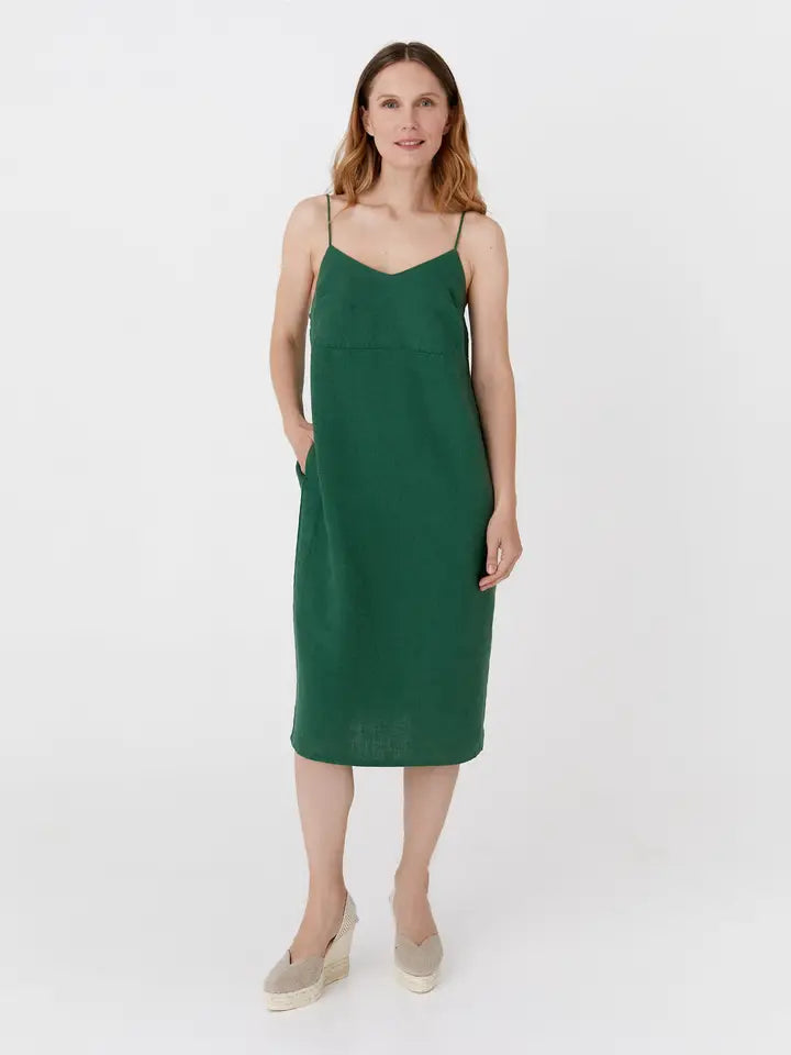 Slip Linen Dress Marfa in Green-Dress-MagicLinen-XS-Green-Urbanheer