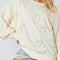Slouchy Pearl Bow Embellished Casual Sweatshirt