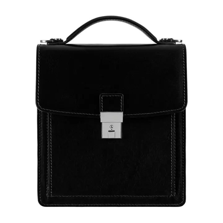 Small Leather Briefcase For Men, Unisex - Walden Black-Briefcase-Time Resistance-Black-Urbanheer
