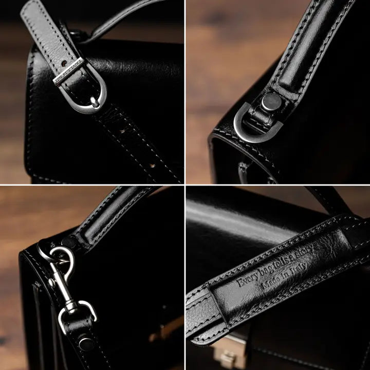 Small Leather Briefcase For Men, Unisex - Walden Black-Briefcase-Time Resistance-Black-Urbanheer