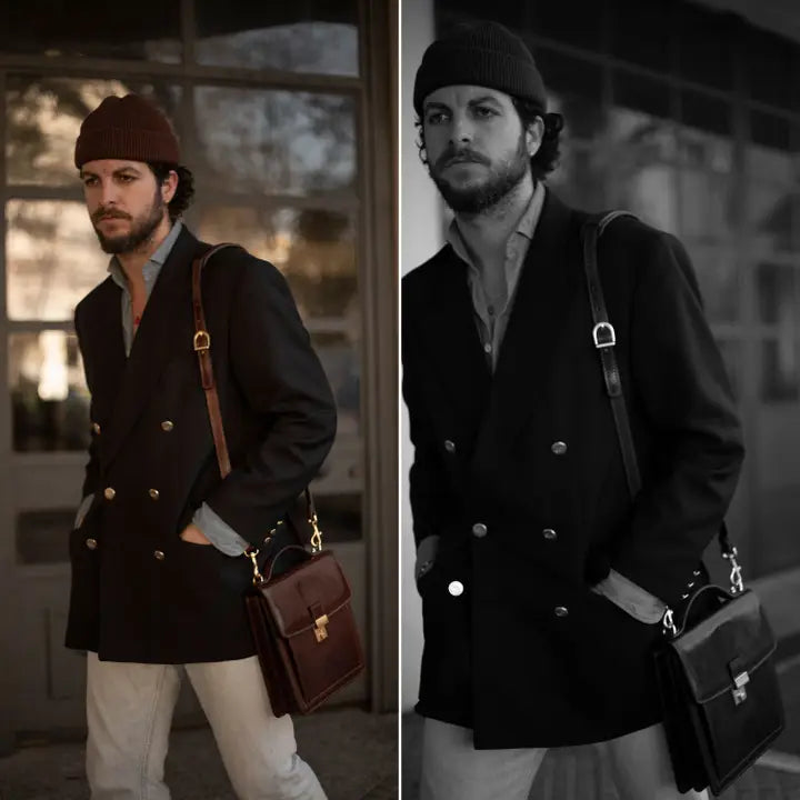 Small Leather Briefcase For Men, Unisex - Walden Brown-Briefcase-Time Resistance-Brown-Urbanheer