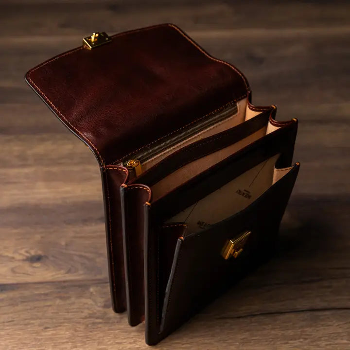 Small Leather Briefcase For Men, Unisex - Walden Brown-Briefcase-Time Resistance-Brown-Urbanheer