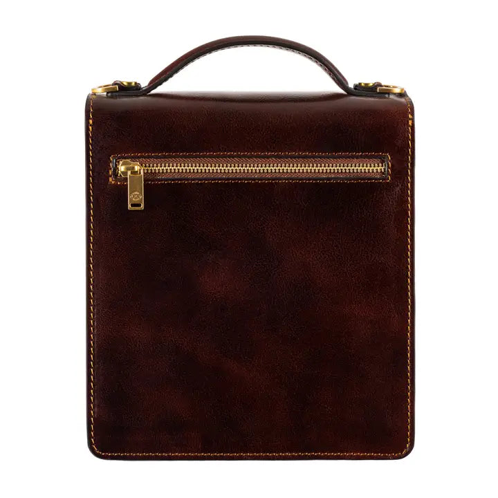 Small Leather Briefcase For Men, Unisex - Walden Brown-Briefcase-Time Resistance-Brown-Urbanheer