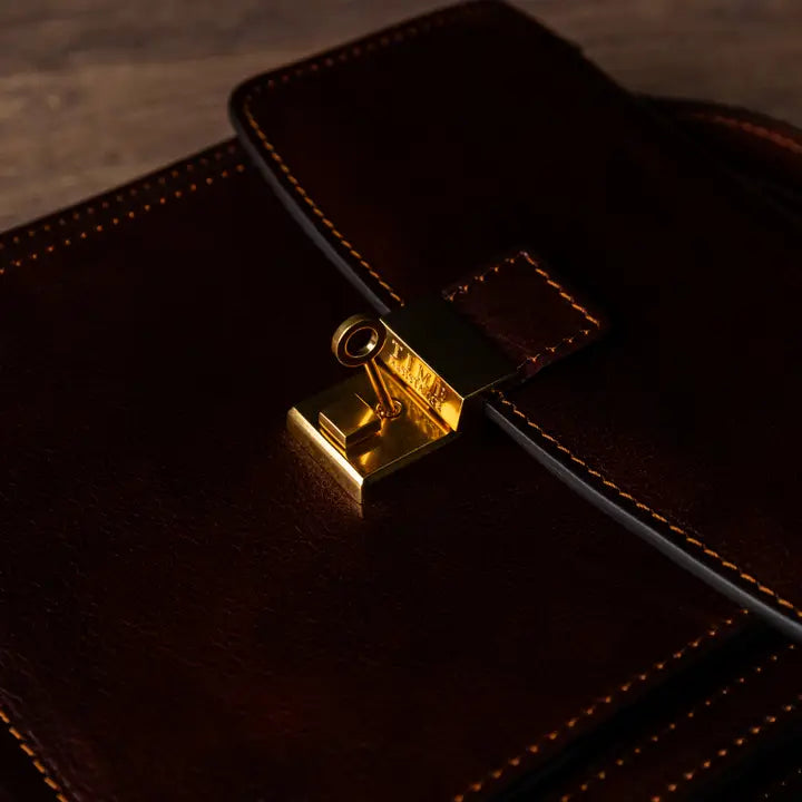 Small Leather Briefcase For Men, Unisex - Walden Brown-Briefcase-Time Resistance-Brown-Urbanheer