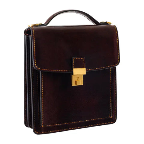 Small Leather Briefcase For Men, Unisex - Walden Brown-Briefcase-Time Resistance-Brown-Urbanheer