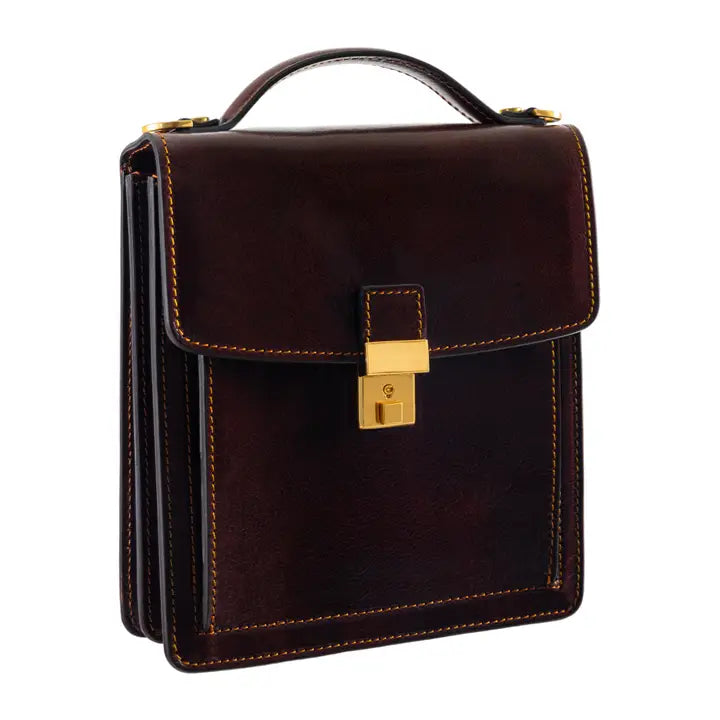 Small Leather Briefcase For Men, Unisex - Walden Brown-Briefcase-Time Resistance-Brown-Urbanheer