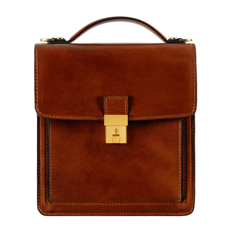 Small Leather Briefcase For Men, Unisex - Walden Cognac brown-Briefcase-Time Resistance-Cognac brown-Urbanheer