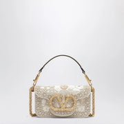 Small Moiré Fabric Bag with VLogo Jewel for Everyday Use