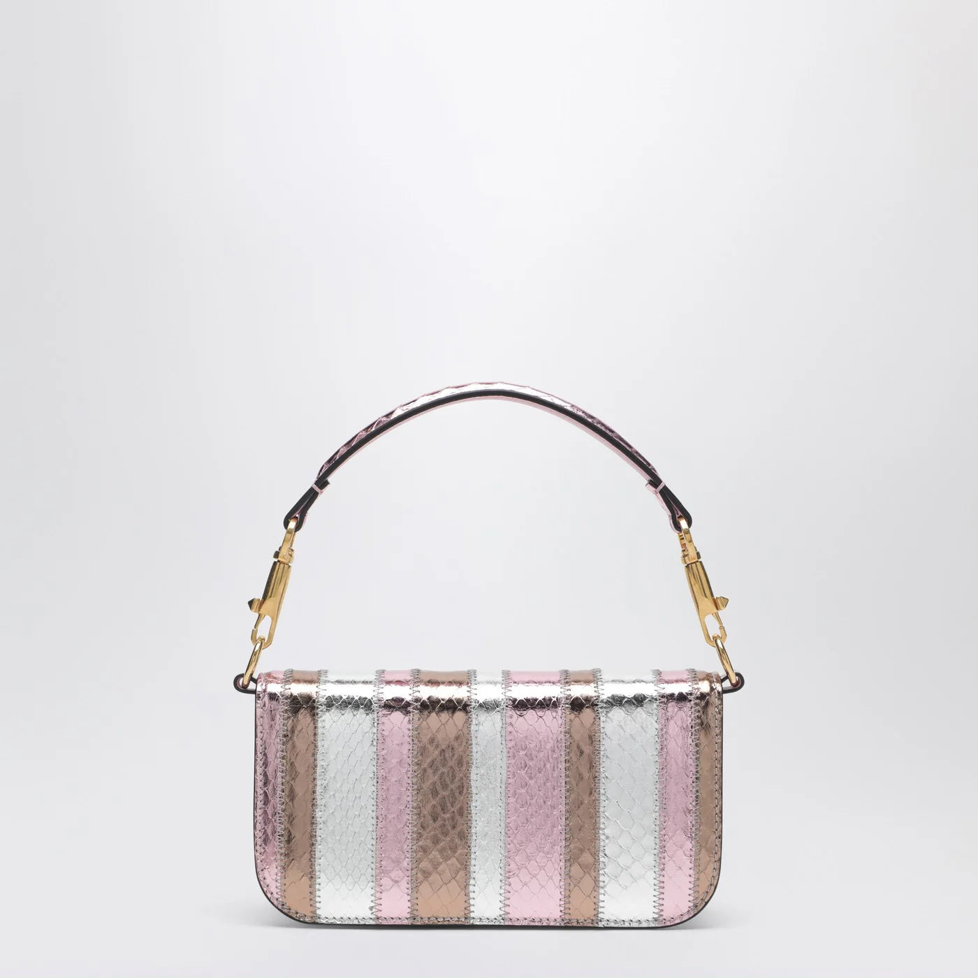 Small Multicolor Laminated Elaphe Shoulder Bag for Everyday Use