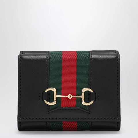 Small tri-fold Gucci Horsebit Web wallet