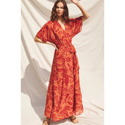 Smell the Roses Wrap Maxi Dress-Dress-Dress Forum-S-BOSSA NOVA ORANGE-Urbanheer