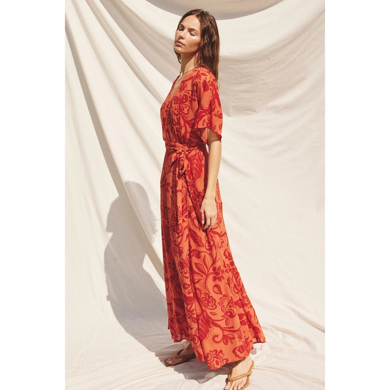 Smell the Roses Wrap Maxi Dress-Dress-Dress Forum-S-BOSSA NOVA ORANGE-Urbanheer