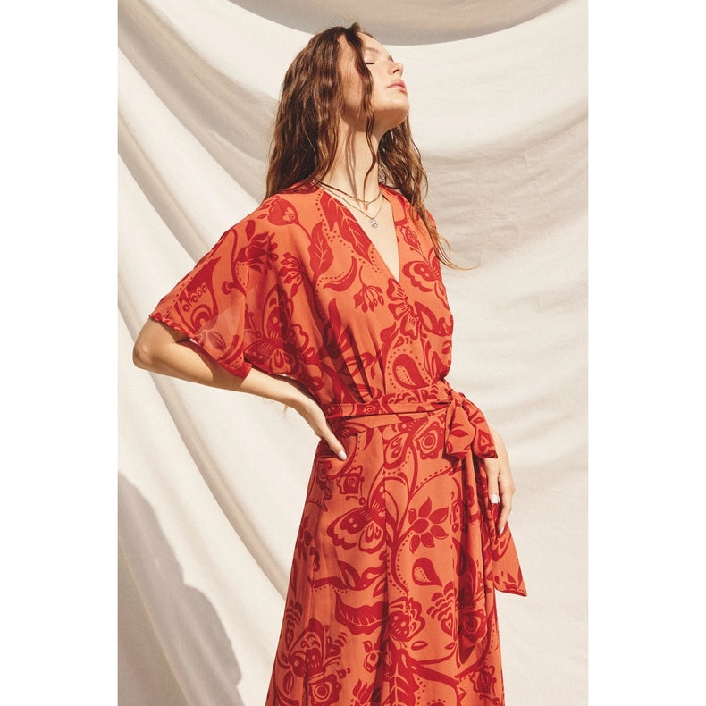 Smell the Roses Wrap Maxi Dress-Dress-Dress Forum-S-BOSSA NOVA ORANGE-Urbanheer