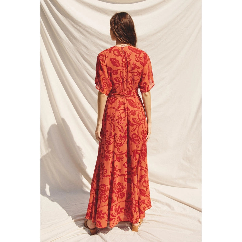 Smell the Roses Wrap Maxi Dress-Dress-Dress Forum-S-BOSSA NOVA ORANGE-Urbanheer