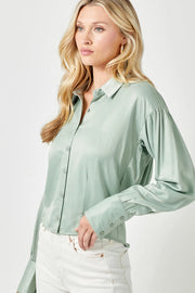 Smocked Back Shirt Seafoam-Shirt-Mystree-S-Seafoam-Urbanheer