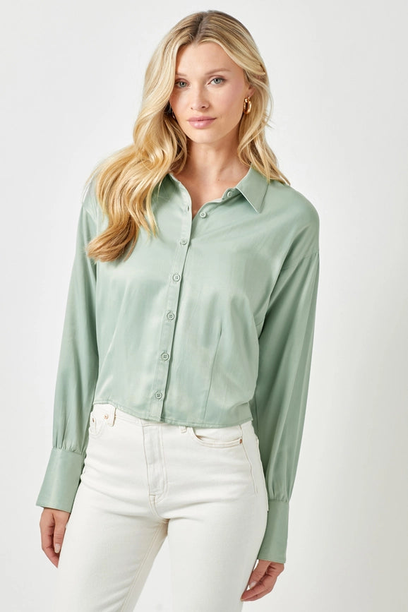 Smocked Back Shirt Seafoam-Shirt-Mystree-S-Seafoam-Urbanheer