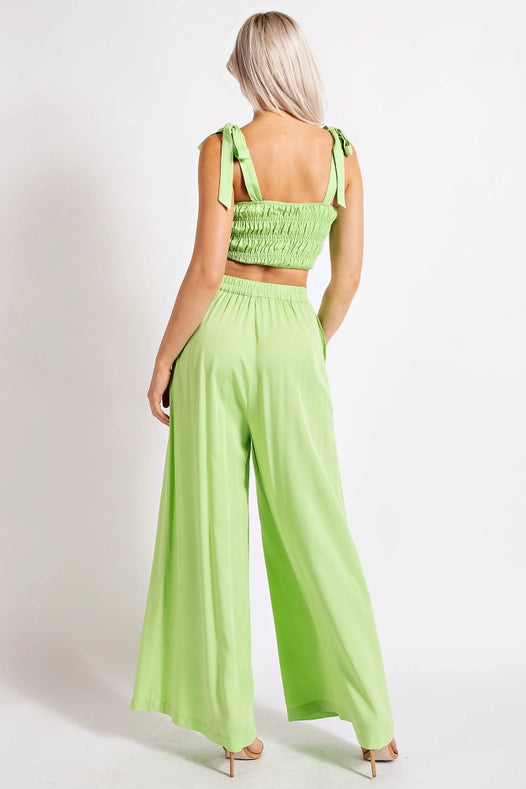 Smocked Crop Top w/ Bow Shoulder Strap LIME-Crop Tops-Edit by Nine-S-LIME-Urbanheer
