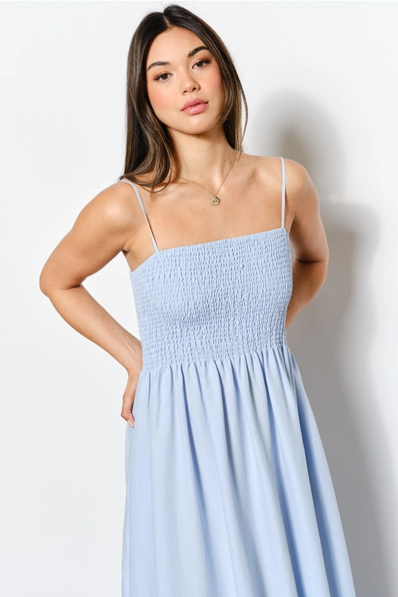 Smocked Maxi Dress LT Blue-Dress-Pretty Garbage-S-LT Blue-Urbanheer