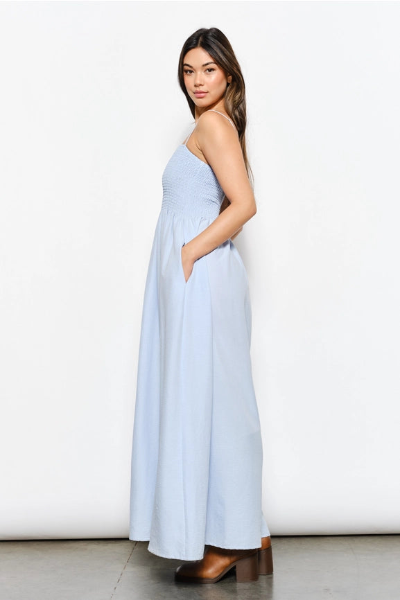 Smocked Maxi Dress LT Blue-Dress-Pretty Garbage-S-LT Blue-Urbanheer