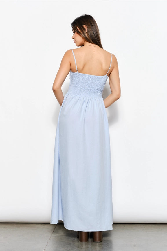 Smocked Maxi Dress LT Blue-Dress-Pretty Garbage-S-LT Blue-Urbanheer