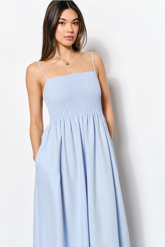 Smocked Maxi Dress LT Blue-Dress-Pretty Garbage-S-LT Blue-Urbanheer