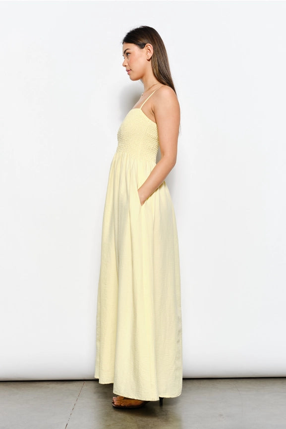 Smocked Maxi Dress LT Yellow-Dress-Pretty Garbage-S-LT Yellow-Urbanheer