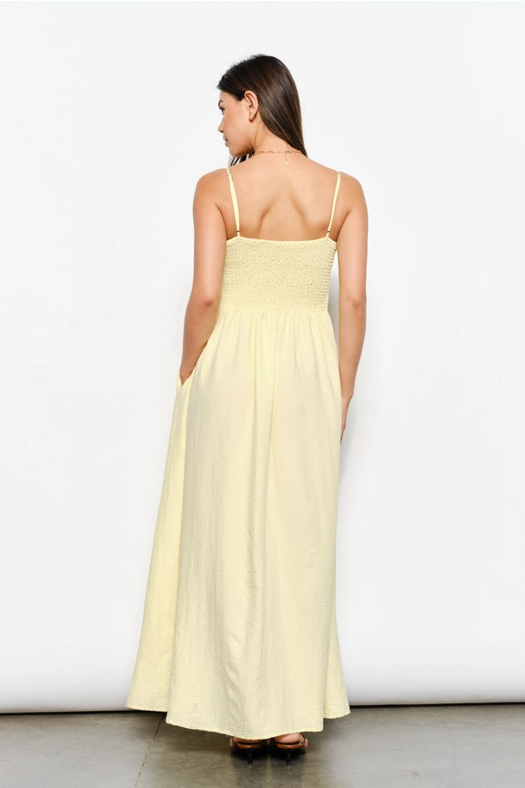Smocked Maxi Dress LT Yellow-Dress-Pretty Garbage-S-LT Yellow-Urbanheer