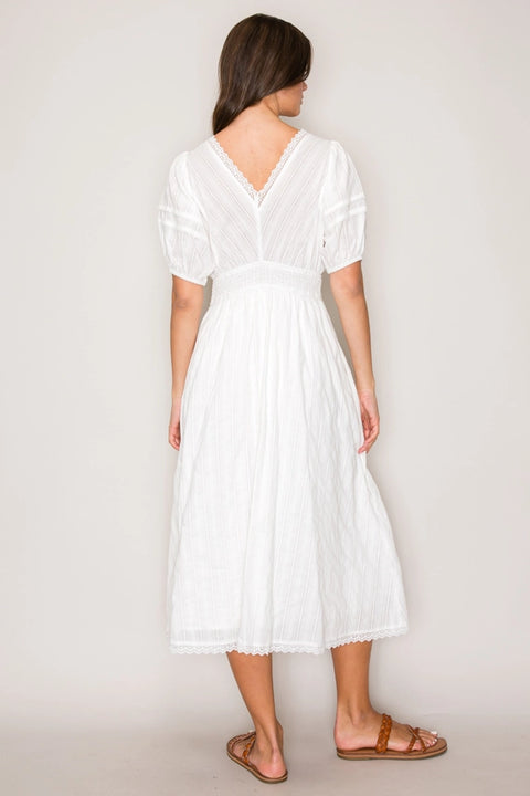 Smocked Waist Dress White-Dress-Curds and Whey-XS-Urbanheer