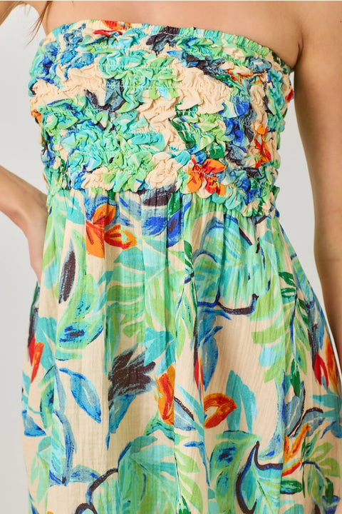 Smocked Yoke A-Line Skirt or Dress Beach Forest-Dress-Mystree-S-Beach Forest-Urbanheer