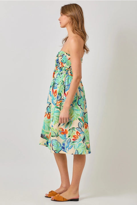 Smocked Yoke A-Line Skirt or Dress Beach Forest-Dress-Mystree-S-Beach Forest-Urbanheer