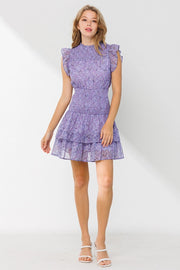 Smocking Detail Mini Dress Lavender-Dress-Dear Daisy-S-Lavender-Urbanheer