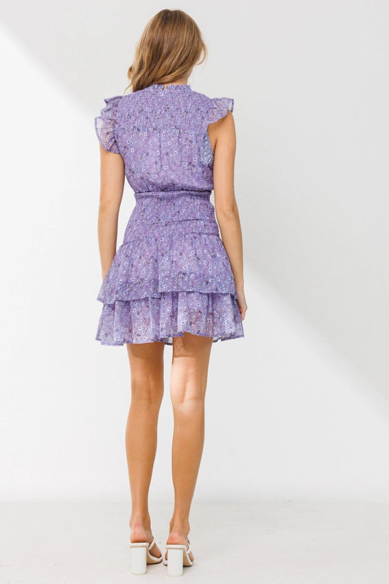 Smocking Detail Mini Dress Lavender-Dress-Dear Daisy-S-Lavender-Urbanheer