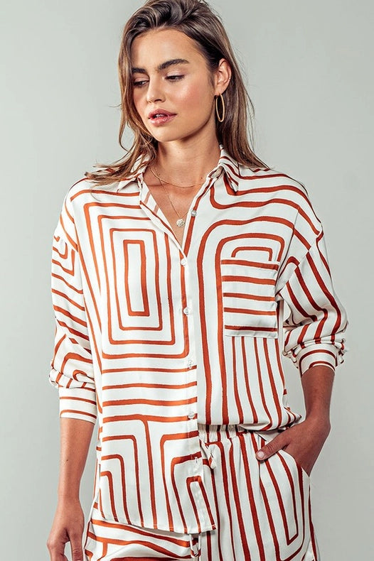 Smooth Symmetry Shirt-Shirt-Urban Daizy-S-BROWN-Urbanheer