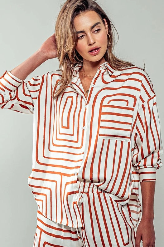 Smooth Symmetry Shirt-Shirt-Urban Daizy-S-BROWN-Urbanheer