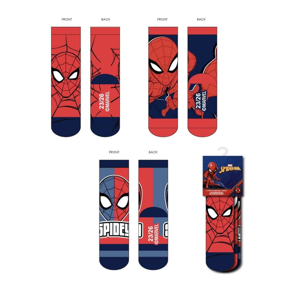 Socks Spider-Man 3 pairs-Clothing, Boys-Spider-Man-Urbanheer
