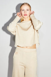 Sofia Jersey Lurex Beige Sweatshirt-Sweatshirts-IMPREVU-XS-Urbanheer