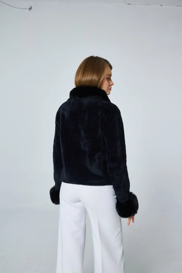 Soft Black Jacket with Lined Collar and Cuffs-Jackets-Frime-Black-Urbanheer