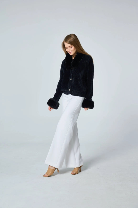 Soft Black Jacket with Lined Collar and Cuffs-Jackets-Frime-Black-Urbanheer