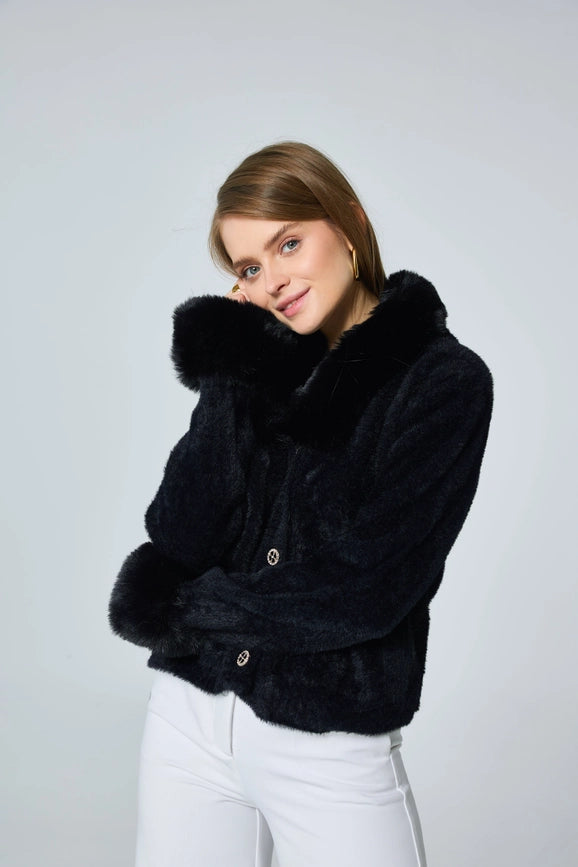 Soft Black Jacket with Lined Collar and Cuffs-Jackets-Frime-Black-Urbanheer