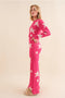 Soft Cozy Star Print Sweater with Pants HOT PINK-Set-Blue B-S-HOT PINK-Urbanheer
