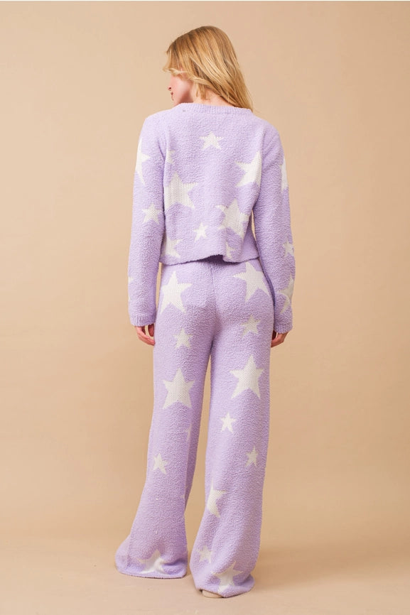 Soft Cozy Star Print Sweater with Pants LAVENDER-Set-Blue B-S-LAVENDER-Urbanheer