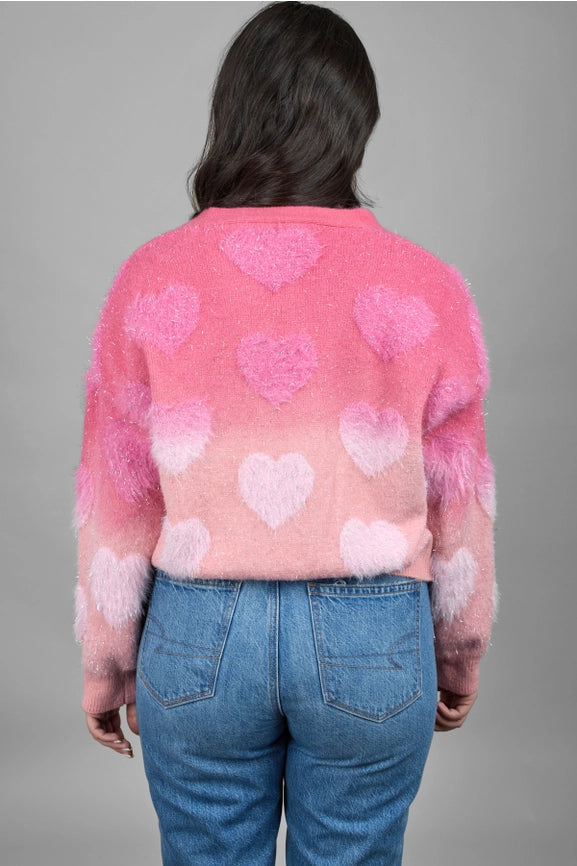 Soft Heart Ombré Cardigan Fuchsia-Cardigan-SAACHI-Fuchsia-Urbanheer