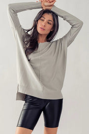 Soft High-Low Tunic Sweater GREY-Sweater-Urban Daizy-S-GREY-Urbanheer