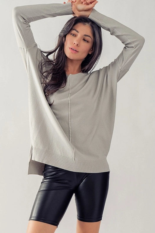 Soft High-Low Tunic Sweater GREY-Sweater-Urban Daizy-S-GREY-Urbanheer