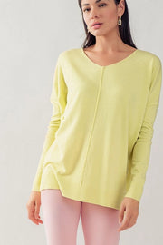 Soft High-Low Tunic Sweater PALE LIME-Sweater-Urban Daizy-S-PALE LIME-Urbanheer
